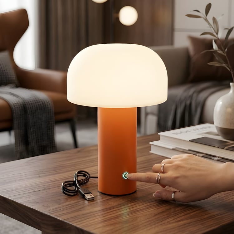 اباجورة LED نصف بيضاوية أنيقة لون احمر– إضاءة جانبية مودرن لغرف النوم والطاولات والديكور الداخلي