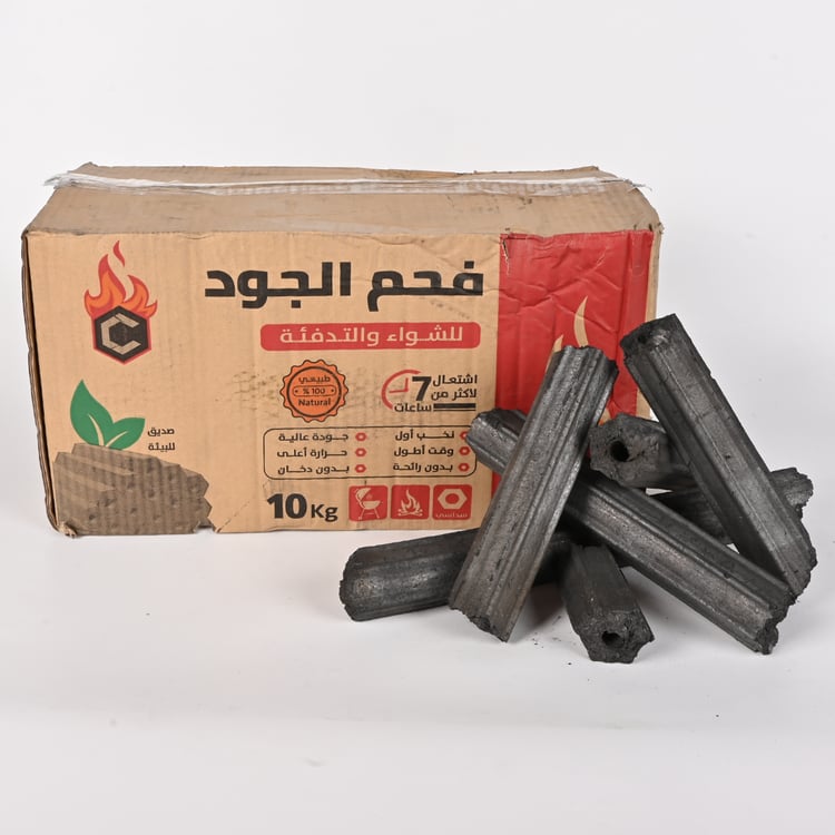فحم الجود 10 كجم – فحم طبيعي بدون دخان يدوم 7 ساعات للتدفئة والشواء