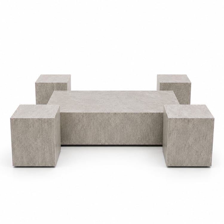 طقم طاولات ضيافة لاريفان مودرن 5 قطع (1+4) بسطح بديل رخام – طاولات قهوة وسط بتصميم عصري فاخر متعددة الاستخدامات لغرفة المعيشة والمجالس والديكور المنزلي