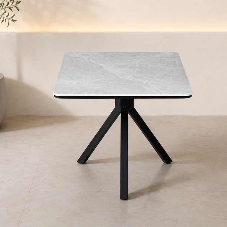 طاولة كافية ميروكنو مربعة 70×70سم بسطح سيراميك لون رمادي – طاولة جانبية أنيقة بتصميم عصري راقٍ للمجالس وغرف المعيشة والاستقبال وتقديم الضيافة