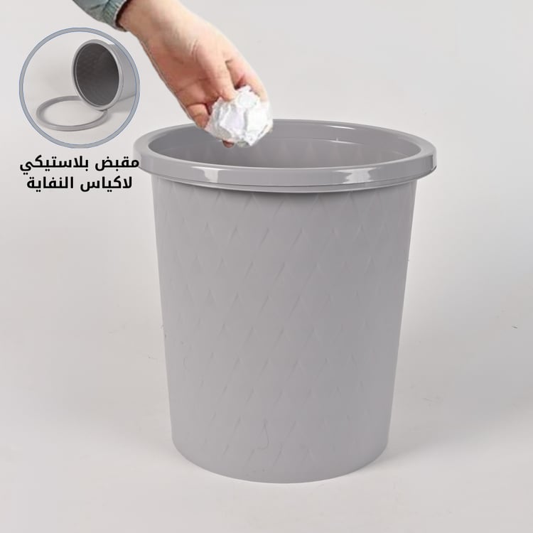سلة مهملات ورق بلاستيك 28 سم لون رمادي – مثالية للمكاتب وغرف الدراسة والمنزل تصميم بسيط وعصري للاستخدام اليومي
