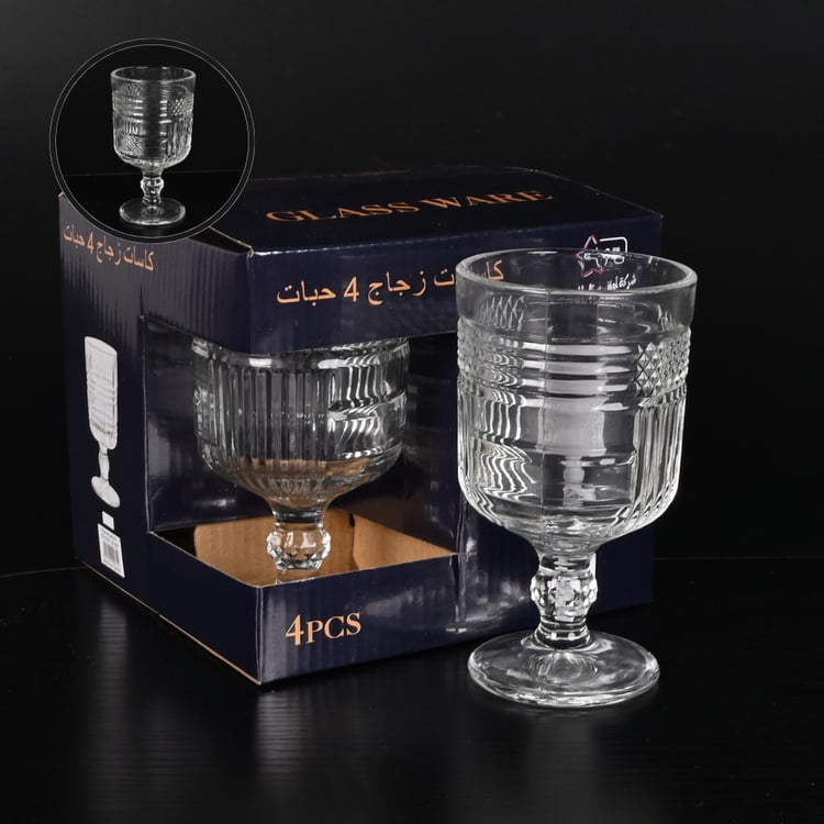 طقم كاسات زجاج 4 قطع بقاعدة دائرية – أنيقة للمشروبات اليومية والضيافة