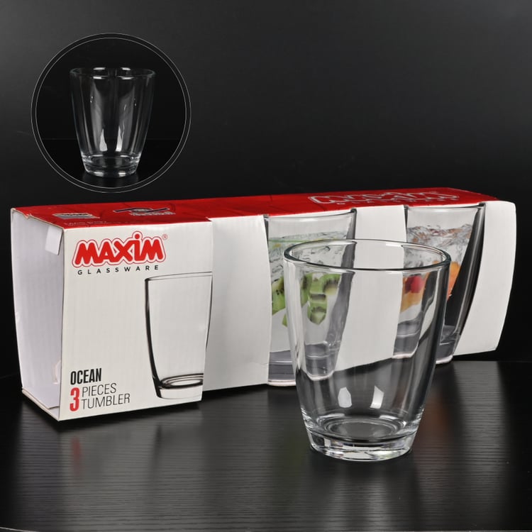 طقم كاسات  زجاج شفاف  3 حبة 355 مل