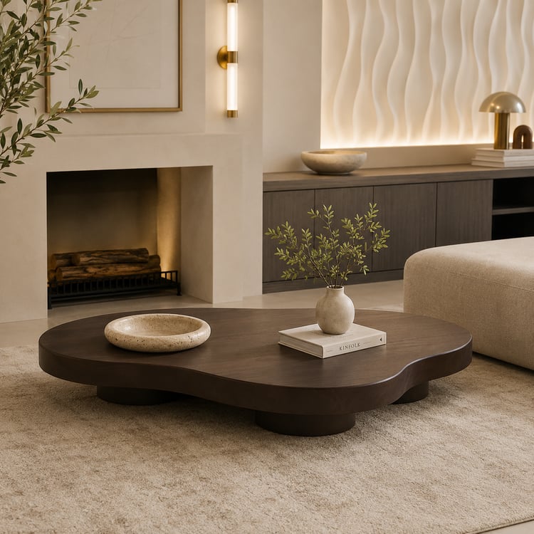 طاولة قهوة أرضية ميرال مودرن 100 × 100 سم خشبية – طاولة وسط وضيافة بتصميم عصري فاخر لغرفة المعيشة والمجالس والديكور المنزلي