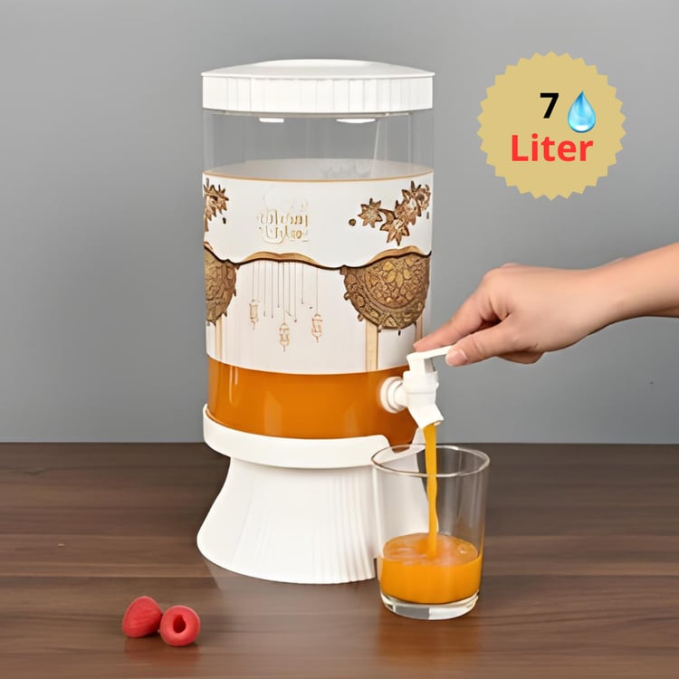 جيك بلاستيك 7.5 لتر مع استاند وبزبوز لون شفاف مع ابيض – جيك رمضاني بتصميم أنيق