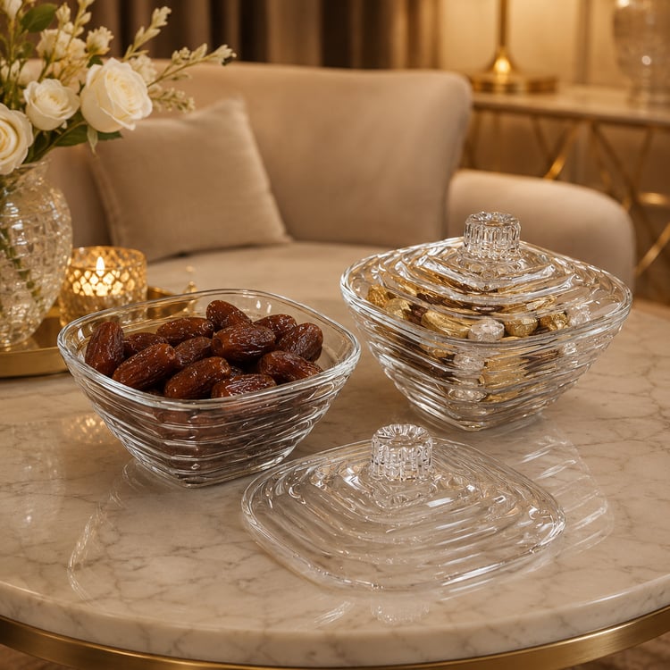 طقم سكرية  زجاجية 2حبة فاخرة