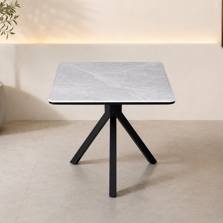 طاولة كافية ميروكنو مربعة 70×70سم بسطح سيراميك لون أبيض – طاولة جانبية أنيقة بتصميم عصري راقٍ للمجالس وغرف المعيشة والاستقبال وتقديم الضيافة