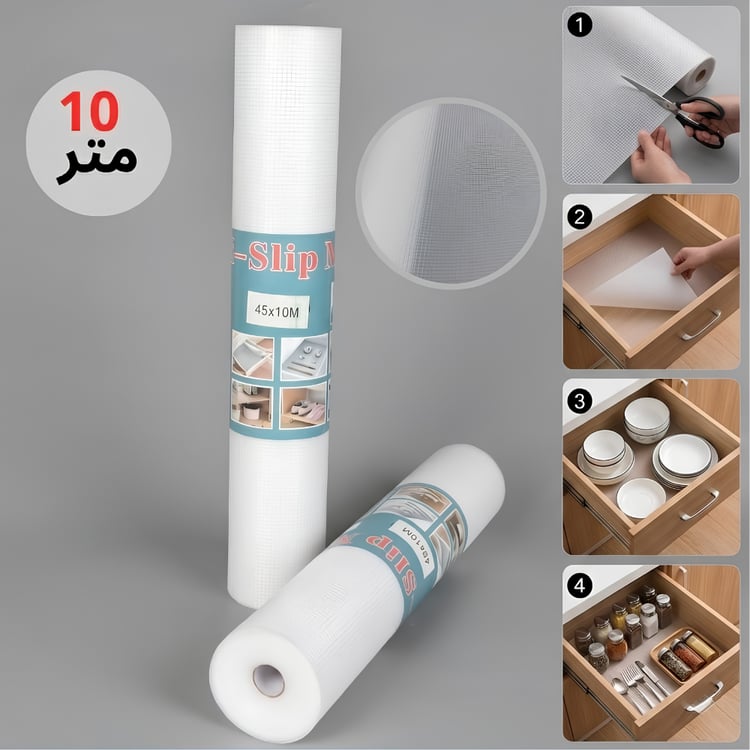 رول بطانة أدراج وخزائن مطبخ 10 متر – شفافة و غير لاصقة و مقاومة للماء ومضادة للانزلاق للثلاجة والحمام والمطبخ