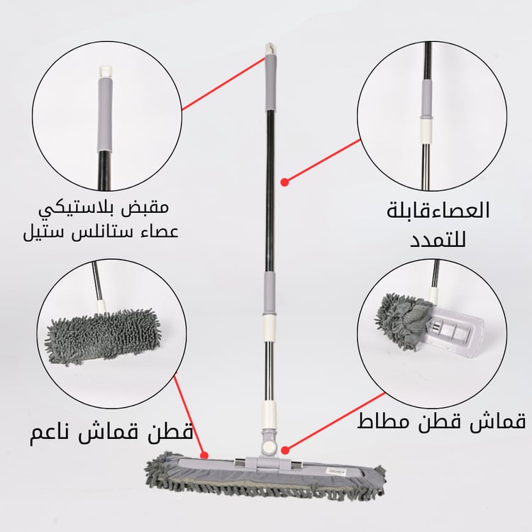 ممسحة أرضيات بعصا طويلة قابلة للتعديل مع فرشاة متوسطة – تصميم عملي وجودة عالية للتنظيف