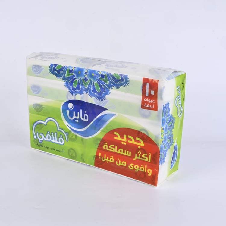 مناديل فاين فلافي 130 منديل عبوة مكون من 10 علب مناديل وجه 