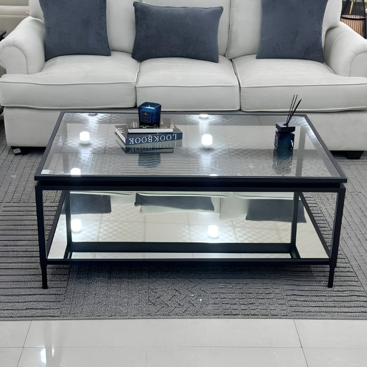 طاولة قهوة أركادين الفاخرة 120×80 سم بتصميم مودرن دورين مع سطح زجاج أنيق وإطار عصري راقٍ لغرف المعيشة والمجالس الحديثة