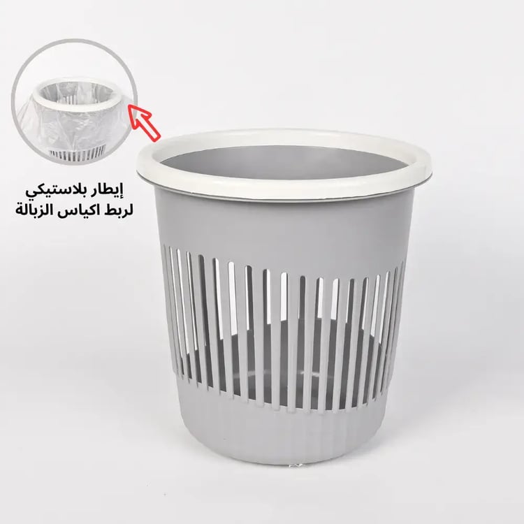 سلة ورق بلاستيك مدورة باللون الرمادي – مناسبة للمكاتب والمنازل
