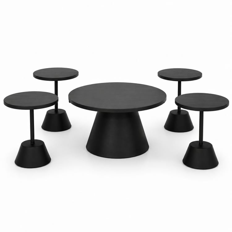 طقم طاولات ضيافة مودرن 6 قطع (2+4) مدورة من خشب السنديان – طاولات قهوة وسط بتصميم عصري فاخر متعددة الاستخدامات لغرفة المعيشة والمجالس والديكور المنزلي