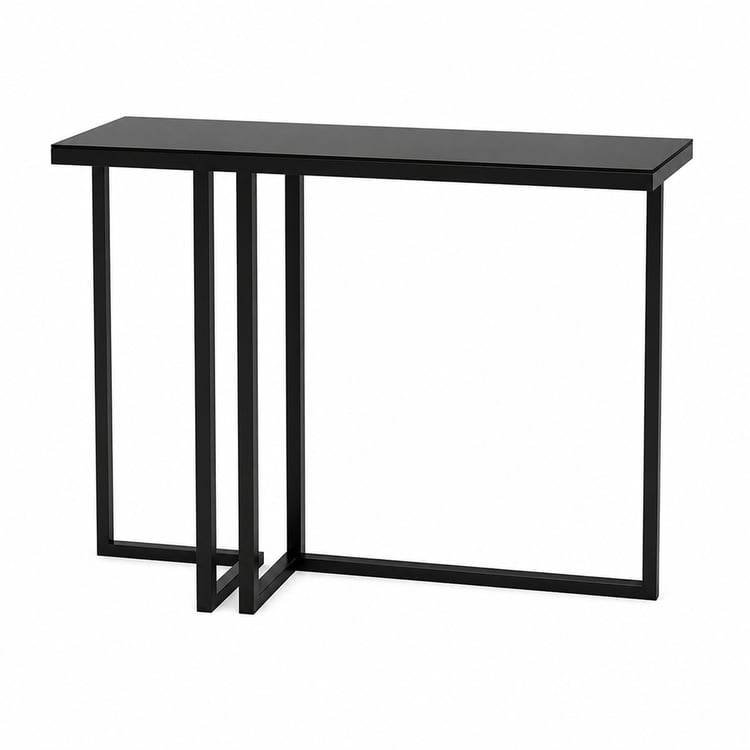 طاولة مدخل ترينافو 120×40 سم بسطح زجاج أسود – كونسول مدخل مودرن فاخر بتصميم عصري أنيق، طاولة ديكور متعددة الاستخدامات للمداخل والممرات وصالات الاستقبال