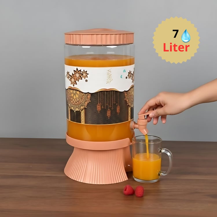 جيك بلاستيك 7.5 لتر مع استاند وبزبوز لون شفاف مع لمسات بنية – جيك رمضاني بتصميم أنيق