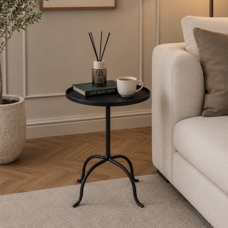 طاولة خدمة فلاميسا مدورة مقاس 20×20 سم معدنية – طاولة جانبية وطاولة قهوة عصرية بتصميم أنيق للمجالس وغرف المعيشة وغرف النوم والديكور المنزلي