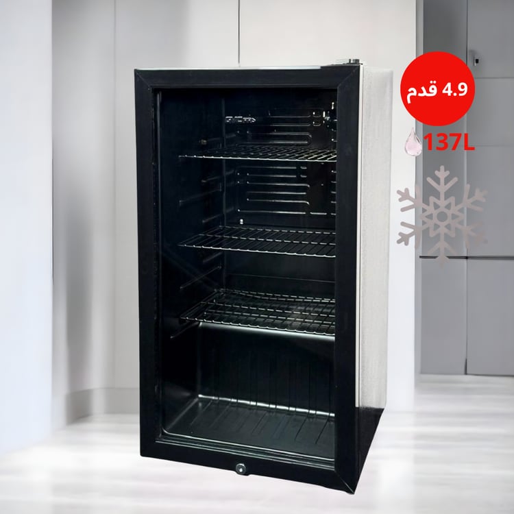 ثلاجة عرض جي في سي برو سعة 137لتر 4.9 قدم باب واحد زجاج - ثلاجة مناسبة لعرض المشروبات والمنتجات المبردة