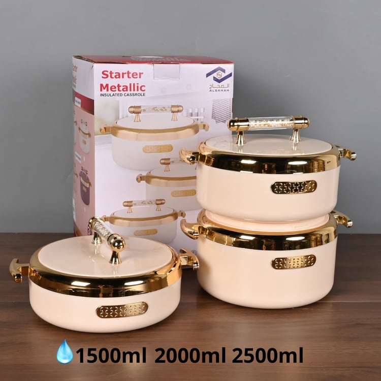 طقم حافظات يلاستيك 3 حبات 1500-2000-2500 مل لون بيج -  تصميم أنيق لحفظ الأطعمة والخرجات