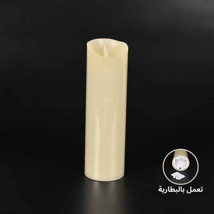 شمعة ليد طويلة فاخر مقاس 25 سم عديمة اللهب لون عاجي – مصنوعة من الشمع لتزيين المنزل وإضاءة ديكورية أنيقة