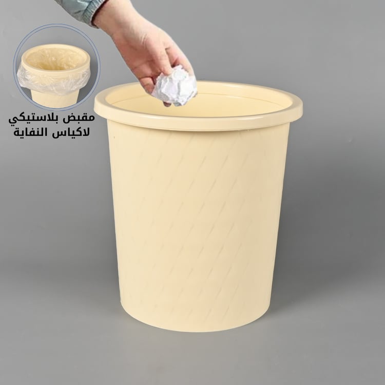 سلة مهملات ورق بلاستيك 28 سم لون بيج – مثالية للمكاتب وغرف الدراسة والمنزل تصميم بسيط وعصري للاستخدام اليومي