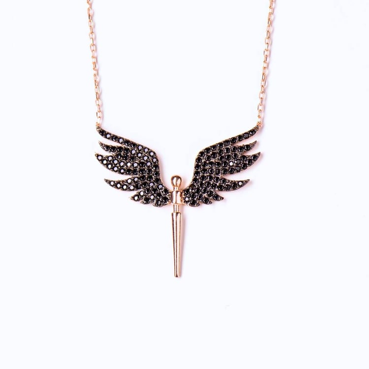 متجر الحلي -سلسلة الملاك ، أسودTrinkets boutique -The angel necklace