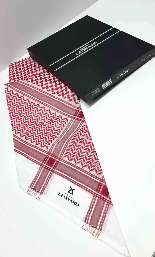 شماغ ليونارد LXR أحمر – ماركة فرنسية صناعة إنجليزية الامتياز قطن 100% فاخر