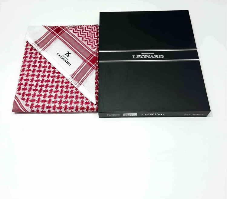شماغ ليونارد LXR أحمر – ماركة فرنسية صناعة إنجليزية قطن 100% فاخر الامتياز