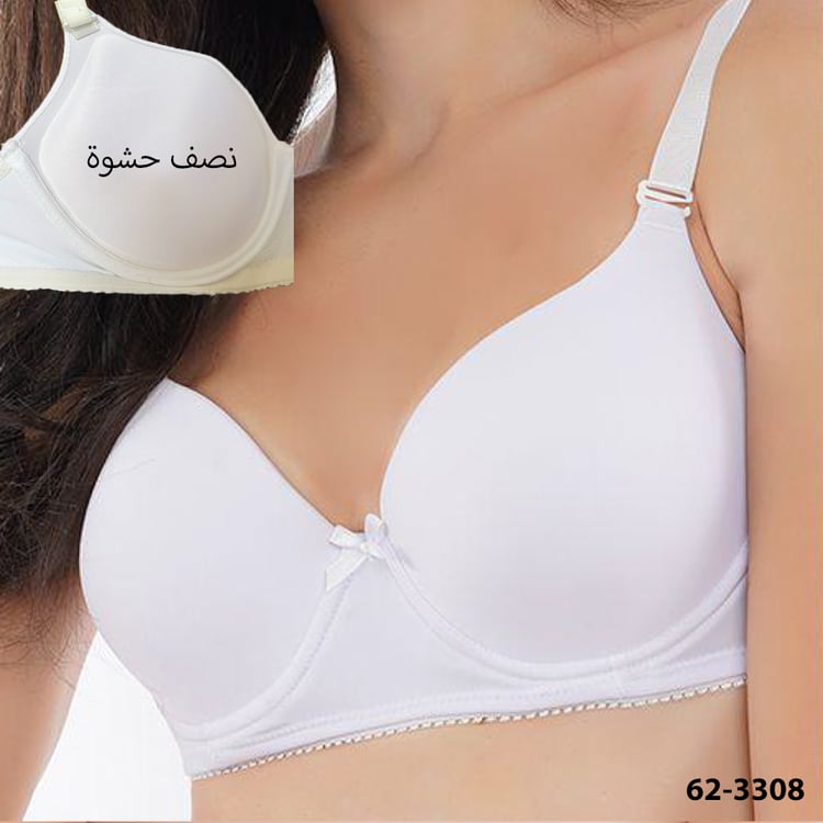 حمالة صدر روج 3308 نصف حشوة أبيض - سيور شفافة متعددة للمناسبات