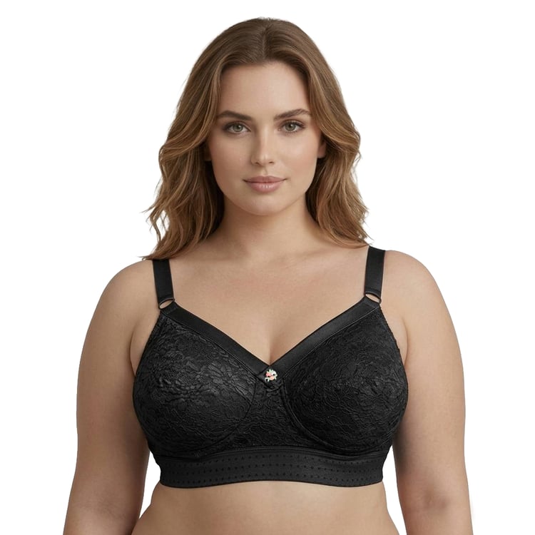 LOS 806 Lace Bra with Wide Elastic Band - Black - LOS Sizes