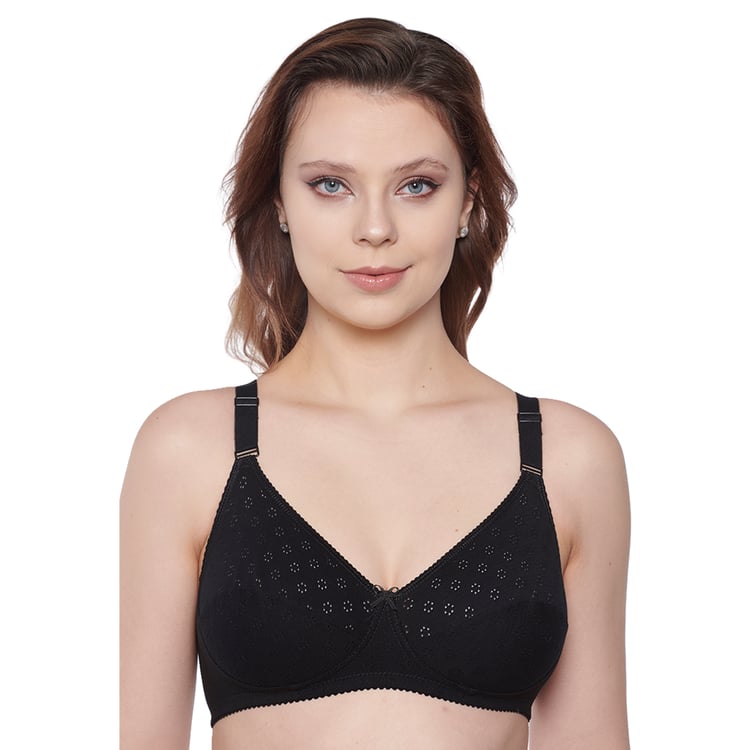 Italian bra 326 90% cotton black cup B - wireless non-padded, Made in Italy