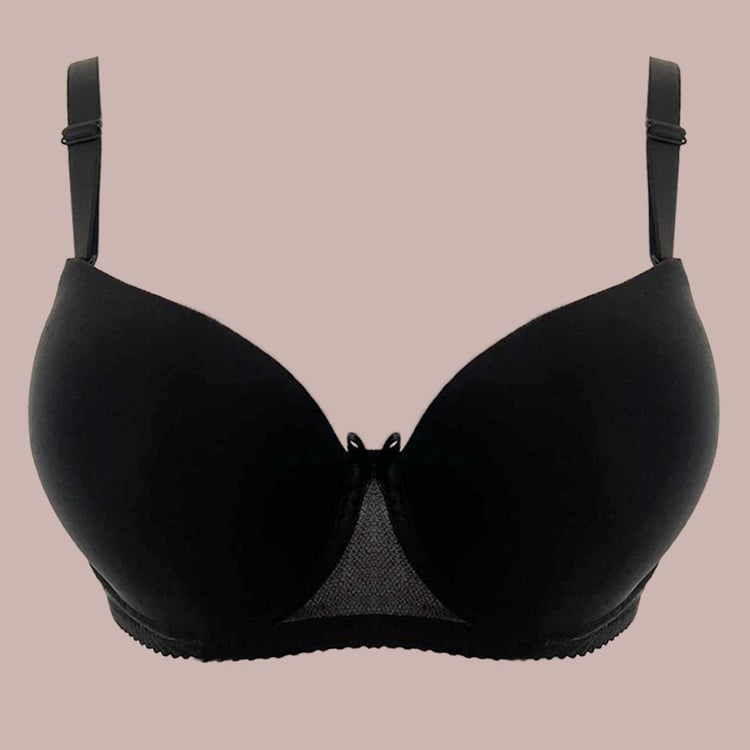 3305 black half-padded bra - with extra clear straps for occasions