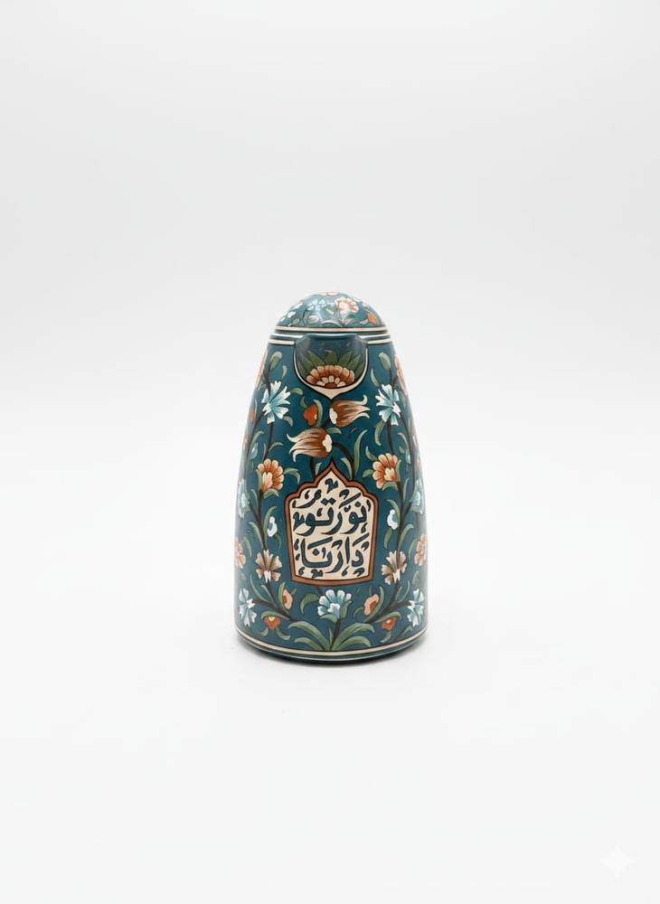 ترمس شاي رسم يدوي لون زيتي غامق