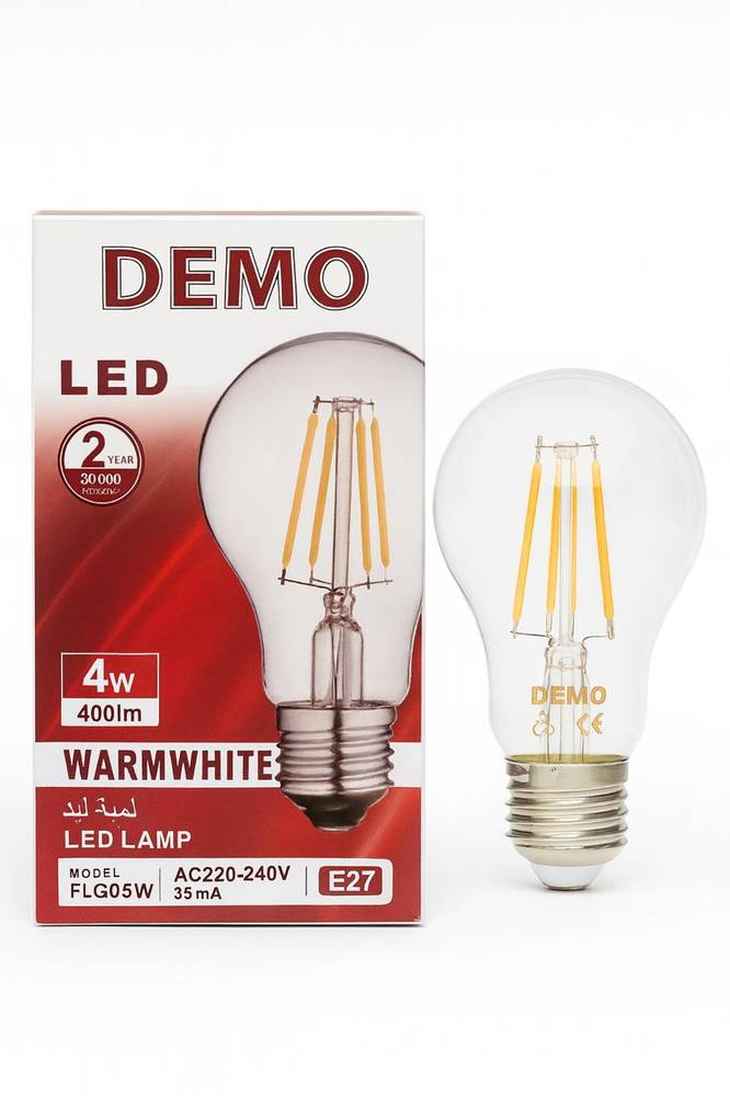 لمبة LED فلمنت DEMO – قدرة 4 واط – لون دافئ 2700K