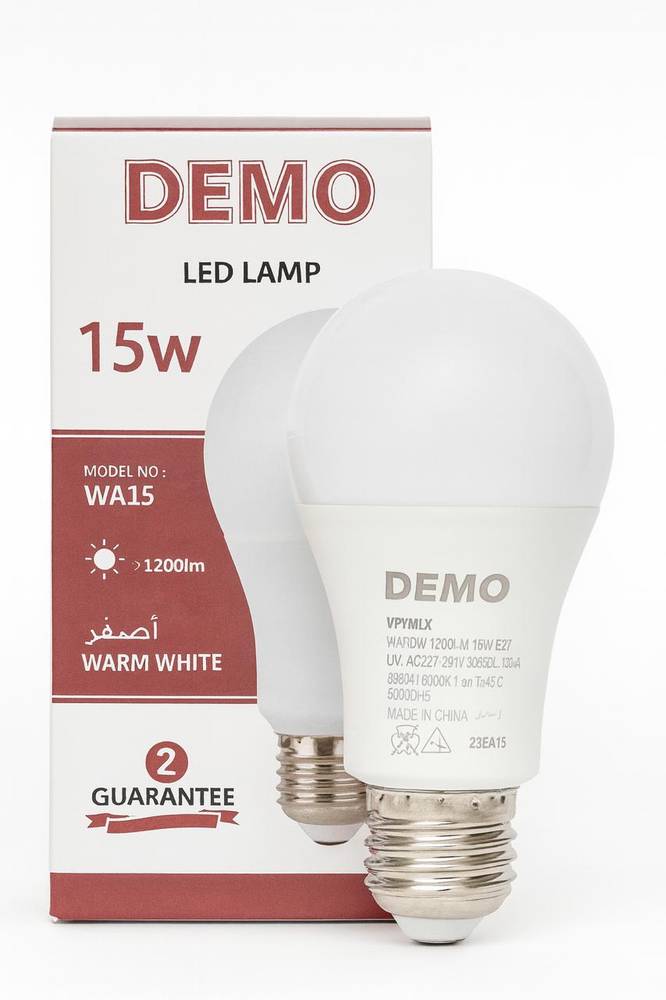 لمبة DEMO LED – قدرة 15 واط – إضاءة نهارية 6500K
