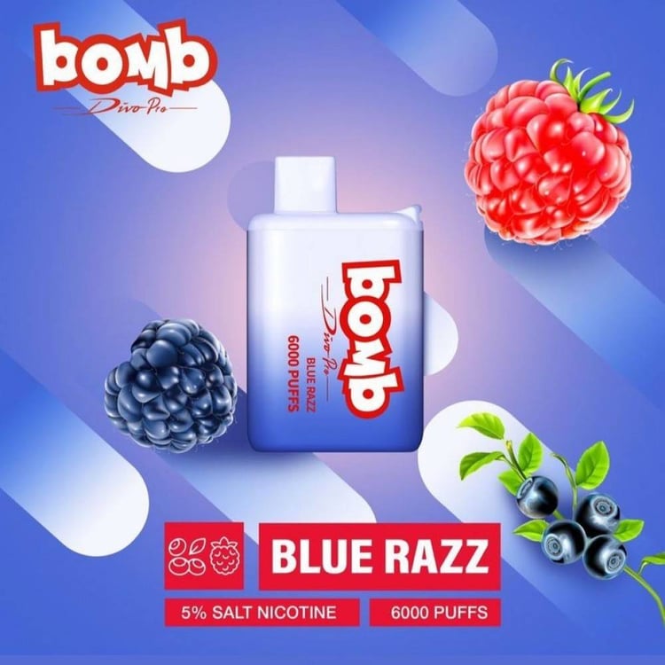 سحبة بومب 6000 بوف بلو راز مكس توت BOMB 6000 PUFF Blue Razz