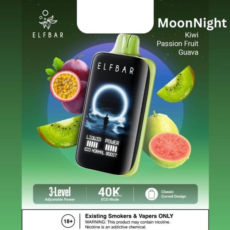 سحبة الف بار مون نايت 40000 سحبة كيوي باشن فروت جوافة ELFBAR MOONNIGHT