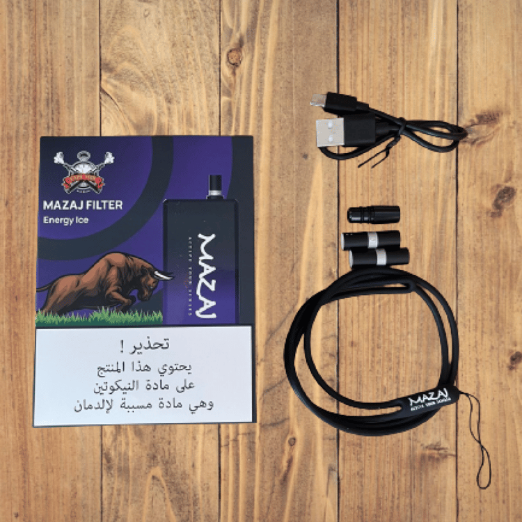 سحبة مزاج 6500 موشة مشروب طاقة Mazaj Filter 6500 Puff Energy ICE