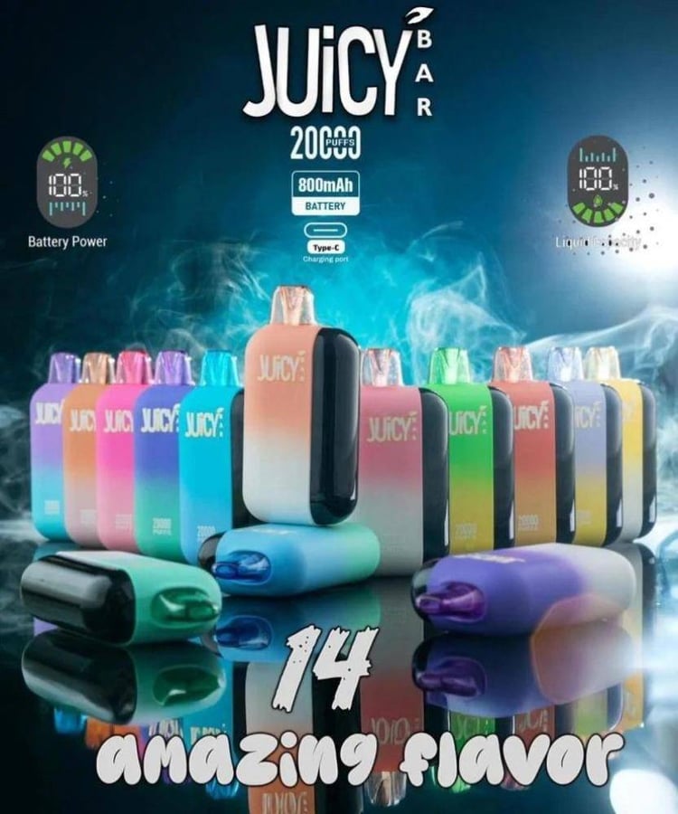 JUICY BAR سحبة سيجارة جوسي بار 20000 شفطة 50 نيكوتين عدة نكهات استخدام