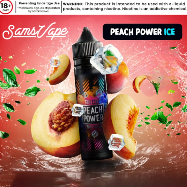 نكهة خوخ ايس من سامز فيب Peach Power Frozen Sams Vape