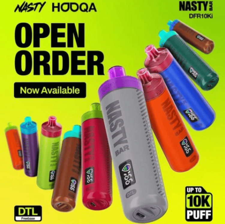 شيشة جاهزة ناستي هوكا 10000 موشة NASTY HOOQA DTL 10K Puff