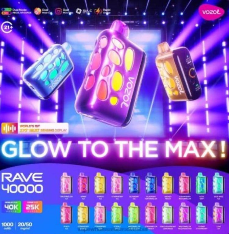 VOZOL RAVE سحبة سيجارة فوزول ريف 40000 شفطة عدة نكهات 50 نيكوتين استخد