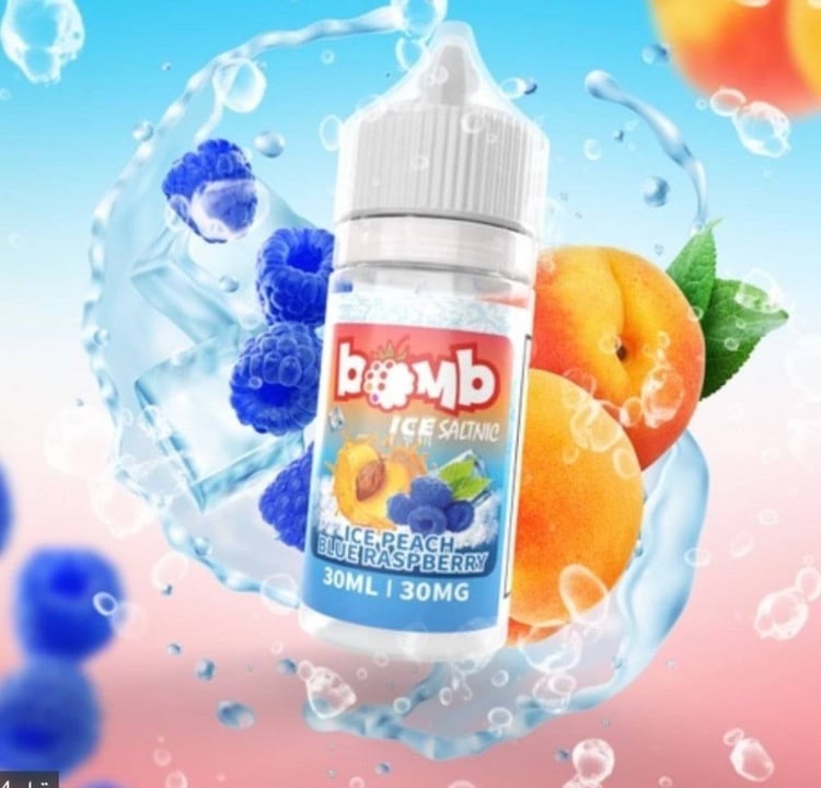 نكهة بومب خوخ توت ازرق ايس سولت اللذيذه BOMB Peach Blue Raspberry Ice 