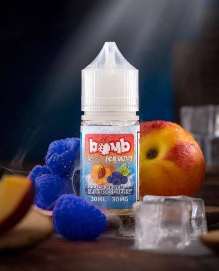 نكهة بومب خوخ توت ازرق ايس سولت اللذيذه BOMB Peach Blue Raspberry Ice 