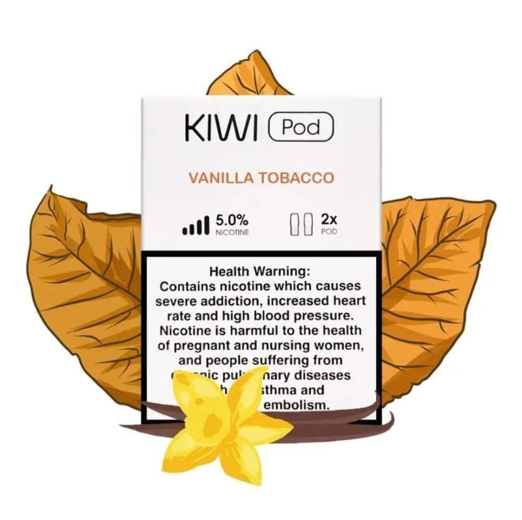 بود كيوي نكهة توباكو فانيلا 50MG KIWI Prefilled Pod – TOBACCO VANILLA 