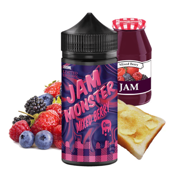 نكهة جام مونستر مربى مكس بيري مع التوست و الزبدة JAM MONSTER MIXED BER