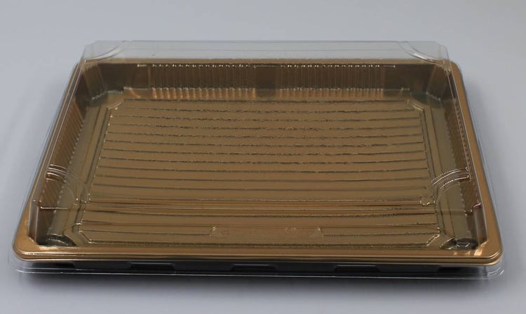 شراء صحن بلاستيك بغطاء شفاف لون ذهبي - بيت العلب