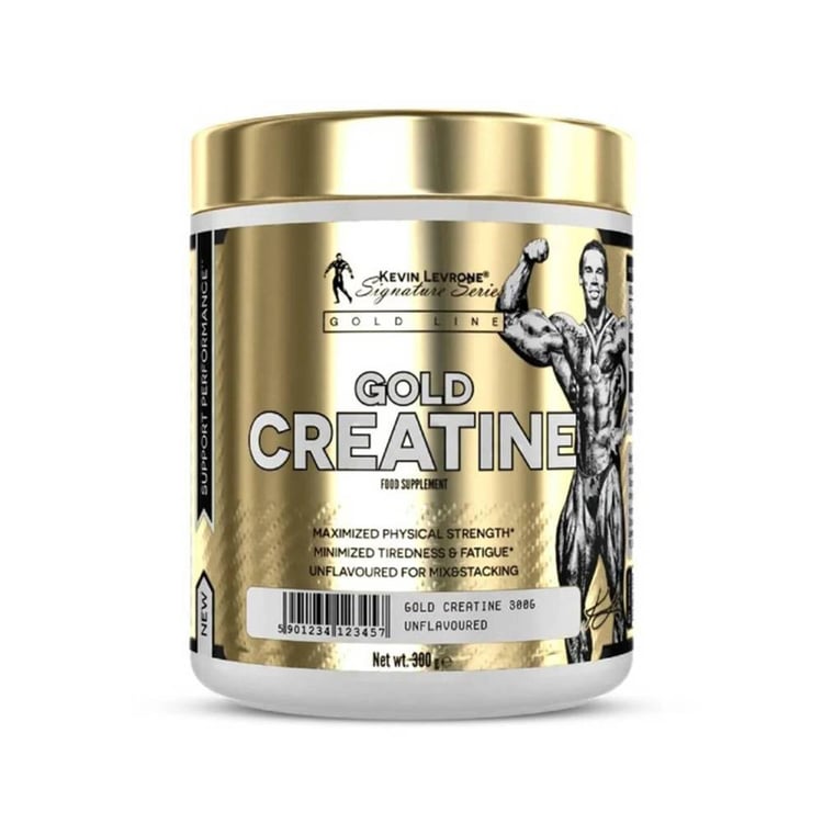 Kevin Levrone Gold Creatine 300g supplement for strength, energy, athletic performance, and muscle support.