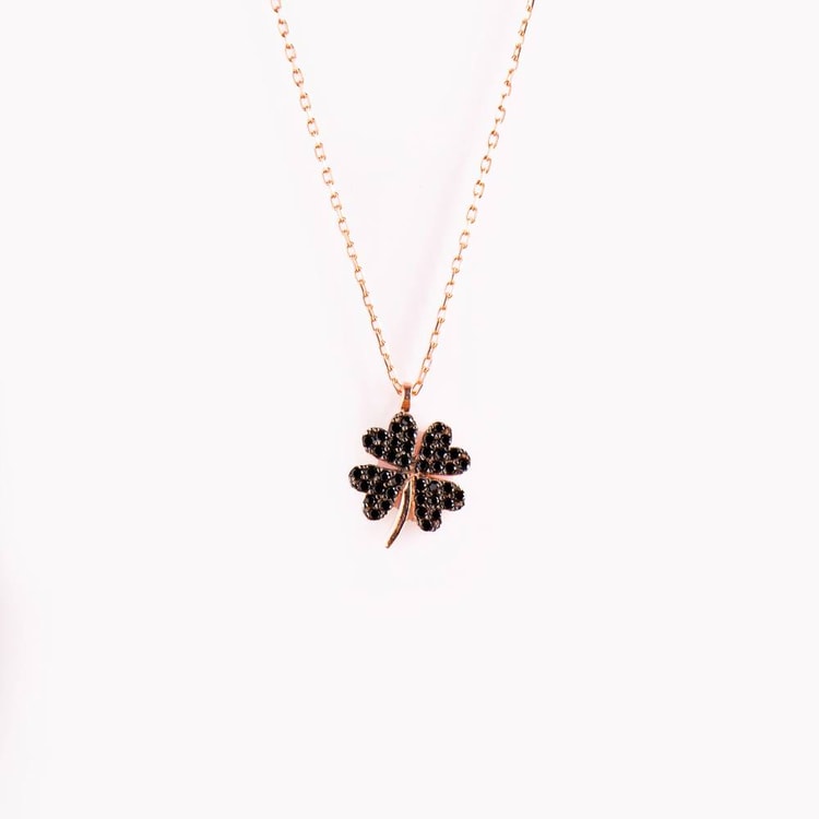 متجر الحلي -سلسلة الوردة، أسود Trinkets boutique-The flower necklace