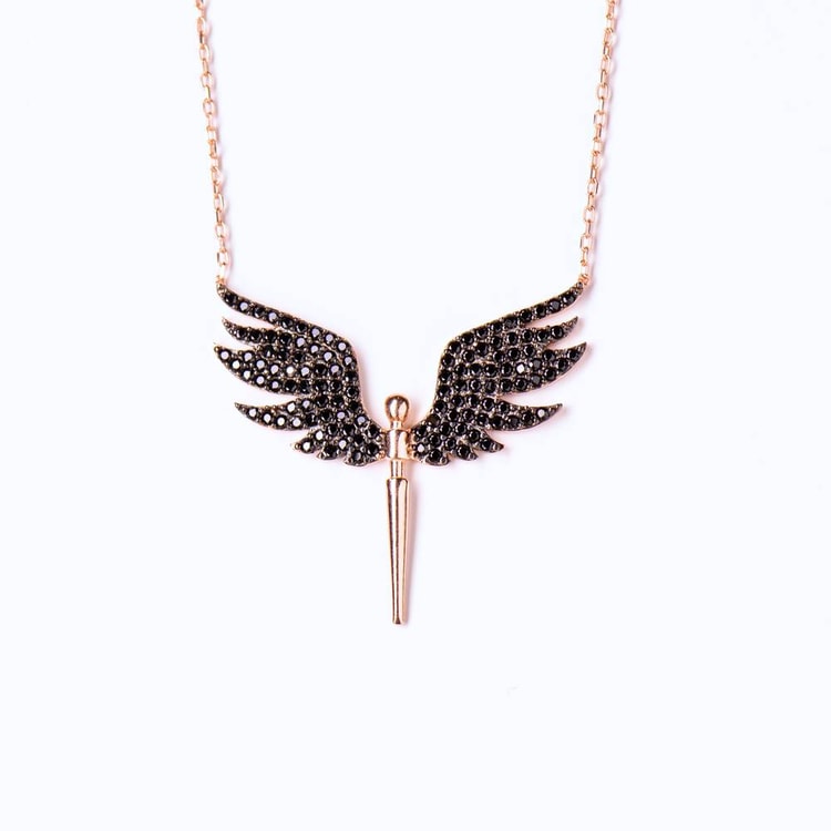 متجر الحلي -سلسلة الملاك ، أسودTrinkets boutique -The angel necklace