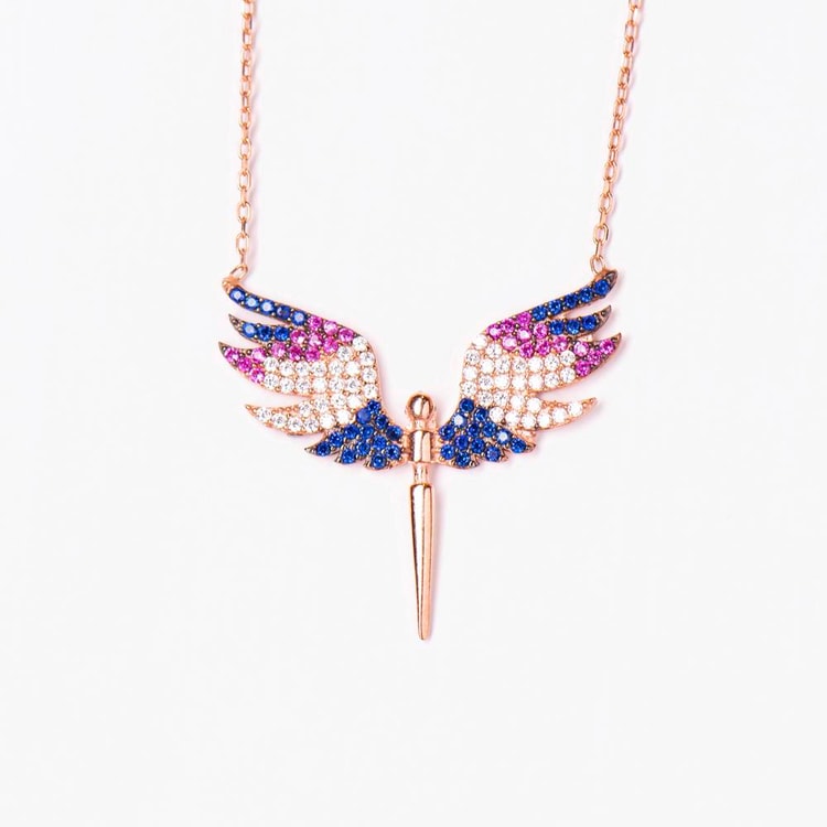 متجر الحلي - سلسلة الملاك ، ملونTrinkets boutique -The angel necklace